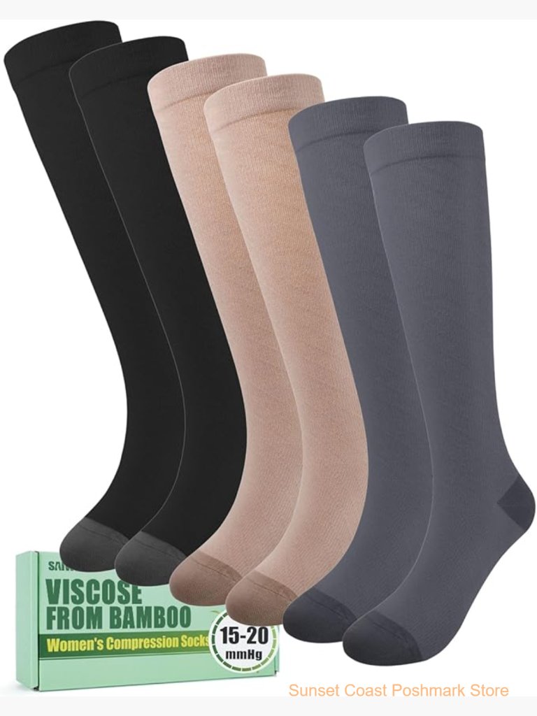 Viscose From Bamboo Compression Socks 1520 Mmhg Knee High 3Pair